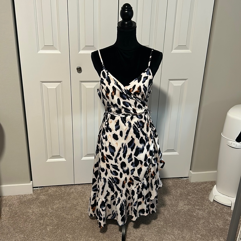 Animal Print Wrap Dress